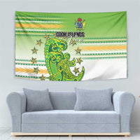 Cook Islands Va'a Race Tapestry Te Tatau Tattoos Sporty Style Green-White Color - Polynesian Pride