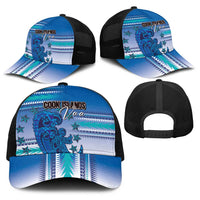 Cook Islands Va'a Race Baseball Net Cap Te Tatau Tattoos Sporty Style Light Blue Color LT03 - Polynesian Pride