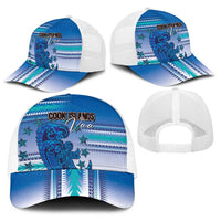 Cook Islands Va'a Race Baseball Net Cap Te Tatau Tattoos Sporty Style Light Blue Color LT03 - Polynesian Pride