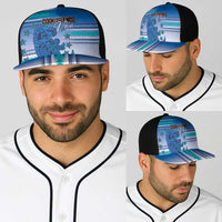 Cook Islands Va'a Race Baseball Net Cap Te Tatau Tattoos Sporty Style Light Blue Color LT03 - Polynesian Pride