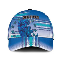 Cook Islands Va'a Race Classic Cap Te Tatau Tattoos Sporty Style Light Blue Color LT03 Universal Fit Blue - Polynesian Pride