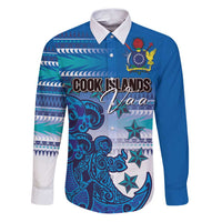Personalised Cook Islands Va'a Race Family Matching Puletasi and Hawaiian Shirt Te Tatau Tattoos Sporty Style Light Blue Color - Polynesian Pride
