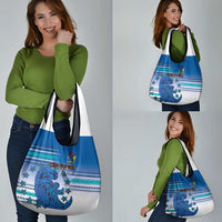 Cook Islands Va'a Race Grocery Bag Te Tatau Tattoos Sporty Style Light Blue Color - Polynesian Pride