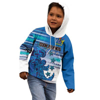 Personalised Cook Islands Va'a Race Kid Hoodie Te Tatau Tattoos Sporty Style Light Blue Color - Polynesian Pride