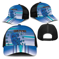 Cook Islands Va'a Race Mesh Trucker Cap Te Tatau Tattoos Sporty Style Light Blue Color LT03 - Polynesian Pride
