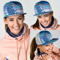 Cook Islands Va'a Race Mesh Trucker Cap Te Tatau Tattoos Sporty Style Light Blue Color LT03 - Polynesian Pride