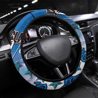 Cook Islands Va'a Race Steering Wheel Cover Te Tatau Tattoos Sporty Style Light Blue Color - Polynesian Pride