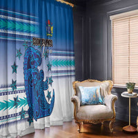 Cook Islands Va'a Race Window Curtain Te Tatau Tattoos Sporty Style Light Blue Color - Polynesian Pride