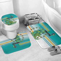 Cook Islands Va'a Race Bathroom Set Te Tatau Tattoos Sporty Style Turquoise Color - Polynesian Pride