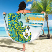 Cook Islands Va'a Race Beach Blanket Te Tatau Tattoos Sporty Style Turquoise Color - Polynesian Pride