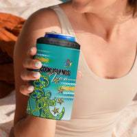 Personalised Cook Islands Va'a Race 4 in 1 Can Cooler Tumbler Te Tatau Tattoos Sporty Style Turquoise Color - Polynesian Pride