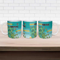 Personalised Cook Islands Va'a Race Ceramic Mug Te Tatau Tattoos Sporty Style Turquoise Color - Polynesian Pride
