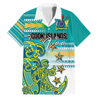 Personalised Cook Islands Va'a Race Family Matching Mermaid Dress and Hawaiian Shirt Te Tatau Tattoos Sporty Style Turquoise Color - Polynesian Pride