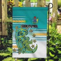 Cook Islands Va'a Race Garden Flag Te Tatau Tattoos Sporty Style Turquoise Color - Polynesian Pride