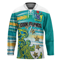 Personalised Cook Islands Va'a Race Hockey Jersey Te Tatau Tattoos Sporty Style Turquoise Color LT03 Unisex Turquoise - Polynesian Pride