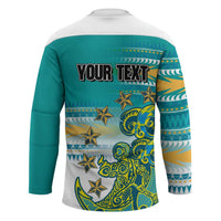 Personalised Cook Islands Va'a Race Hockey Jersey Te Tatau Tattoos Sporty Style Turquoise Color LT03 - Polynesian Pride