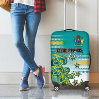 Cook Islands Va'a Race Luggage Cover Te Tatau Tattoos Sporty Style Turquoise Color - Polynesian Pride