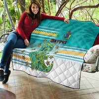 Cook Islands Va'a Race Quilt Te Tatau Tattoos Sporty Style Turquoise Color - Polynesian Pride