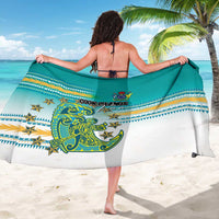 Cook Islands Va'a Race Sarong Te Tatau Tattoos Sporty Style Turquoise Color - Polynesian Pride