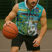 Personalised Cook Islands Va'a Race Sleeveless Zip Hoodie Te Tatau Tattoos Sporty Style Turquoise Color - Polynesian Pride