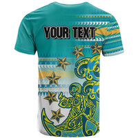 Personalised Cook Islands Va'a Race T Shirt Te Tatau Tattoos Sporty Style Turquoise Color - Polynesian Pride