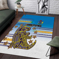 Cook Islands Va'a Race Area Rug Te Tatau Tattoos Sporty Style Glory Blue Color - Polynesian Pride