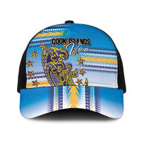 Cook Islands Va'a Race Baseball Net Cap Te Tatau Tattoos Sporty Style Glory Blue Color LT03 One Size Black Blue - Polynesian Pride
