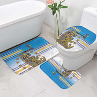 Cook Islands Va'a Race Bathroom Set Te Tatau Tattoos Sporty Style Glory Blue Color - Polynesian Pride
