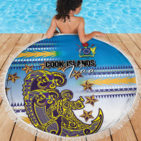 Cook Islands Va'a Race Beach Blanket Te Tatau Tattoos Sporty Style Glory Blue Color - Polynesian Pride