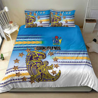 Cook Islands Va'a Race Bedding Set Te Tatau Tattoos Sporty Style Glory Blue Color - Polynesian Pride