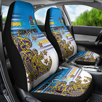 Cook Islands Va'a Race Car Seat Cover Te Tatau Tattoos Sporty Style Glory Blue Color - Polynesian Pride