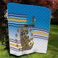 Cook Islands Va'a Race Quilt Te Tatau Tattoos Sporty Style Glory Blue Color - Polynesian Pride