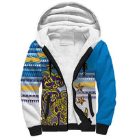 Personalised Cook Islands Va'a Race Sherpa Hoodie Te Tatau Tattoos Sporty Style Glory Blue Color - Polynesian Pride