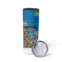 Personalised Cook Islands Va'a Race Skinny Tumbler Te Tatau Tattoos Sporty Style Glory Blue Color - Polynesian Pride