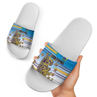 Cook Islands Va'a Race Slide Sandals Te Tatau Tattoos Sporty Style Glory Blue Color - Polynesian Pride