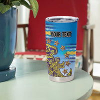 Personalised Cook Islands Va'a Race Tumbler Cup Te Tatau Tattoos Sporty Style Glory Blue Color - Polynesian Pride