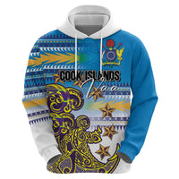Personalised Cook Islands Va'a Race Zip Hoodie Te Tatau Tattoos Sporty Style Glory Blue Color - Polynesian Pride