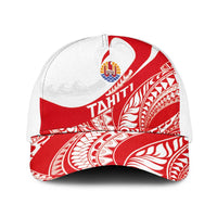 Tahiti Va'a Race Baseball Net Cap Polynesian Tattoos Sporty Style LT03 One Size White Red - Polynesian Pride