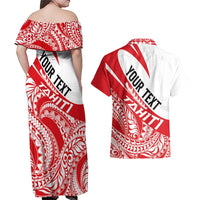 Personalised Tahiti Va'a Race Couples Matching Off Shoulder Maxi Dress and Hawaiian Shirt Polynesian Tattoos Sporty Style - Polynesian Pride