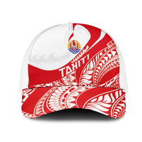 Tahiti Va'a Race Mesh Trucker Cap Polynesian Tattoos Sporty Style LT03 One Size White Red - Polynesian Pride