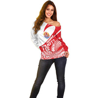Personalised Tahiti Va'a Race Off Shoulder Sweater Polynesian Tattoos Sporty Style - Polynesian Pride