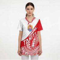 Personalised Tahiti Va'a Race Scrub Top Polynesian Tattoos Sporty Style - Polynesian Pride