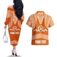 Tonga Tailulu College Couples Matching Off The Shoulder Long Sleeve Dress and Hawaiian Shirt Traditional Ngatu and Polynesian Pattern LT03 - Polynesian Pride