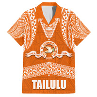 Tonga Tailulu College Family Matching Puletasi Dress and Hawaiian Shirt Traditional Ngatu and Polynesian Pattern LT03 Dad's Shirt - Short Sleeve Orange - Polynesian Pride