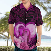 Dolphin Couple Love Story Valentine Day Hawaiian Shirt With Polynesian Tribal Tattoo Pink Style LT03 - Polynesian Pride
