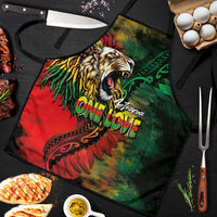 Aotearoa One Love Apron Reggae Lion with Kakahu Huruhuru LT03 Black - Polynesian Pride