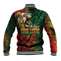 Aotearoa One Love Baseball Jacket Reggae Lion with Kakahu Huruhuru LT03 - Polynesian Pride