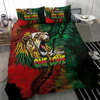 Aotearoa One Love Bedding Set Reggae Lion with Kakahu Huruhuru LT03 - Polynesian Pride