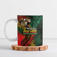 Aotearoa One Love Ceramic Mug Reggae Lion with Kakahu Huruhuru LT03 Black - Polynesian Pride