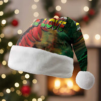 Aotearoa One Love Christmas Santa Hat Reggae Lion with Kakahu Huruhuru LT03 Without Fur Black - Polynesian Pride